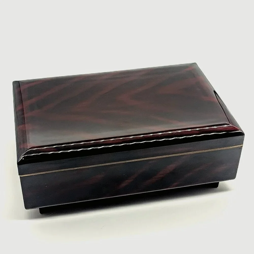 Vintage Otagiri Japan Tortoise Shell Lacquer Jewelry Music Box